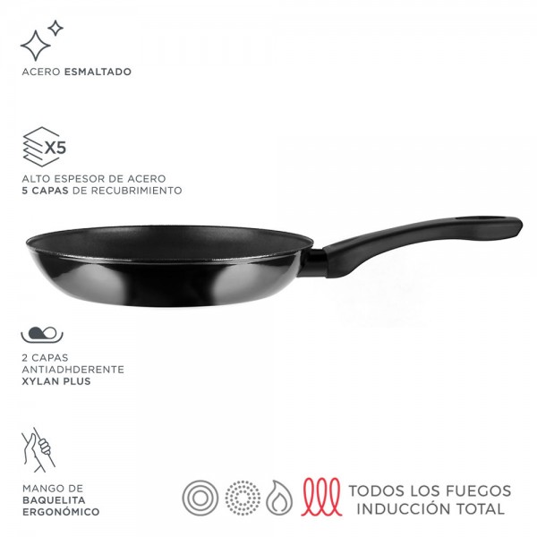 Sarten de acero aisi 430 indutherm negra ø26 cm