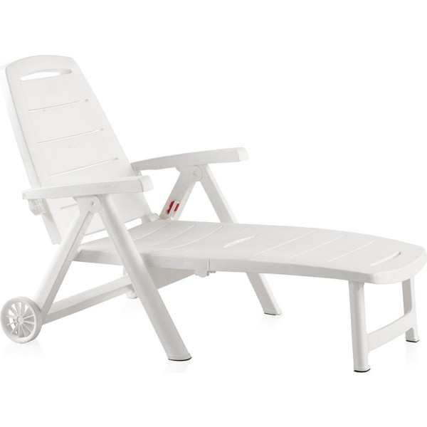 Tumbona plegable con ruedas, antibes, color blanco, 188x79x94 cm