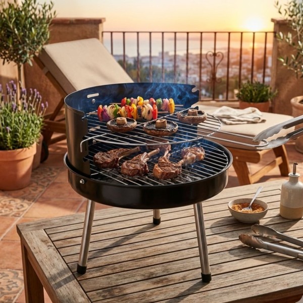 Barbacoa carbon sobremesa redonda 27x31