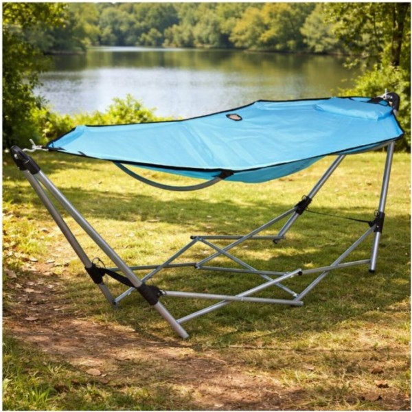 Hamaca plegable con soporte 240 x 80 x 75 cm